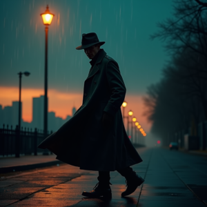 Dark Cinematic — Detective In A Rain-damp Trench Coat Cinematic #0071 (FLUX)