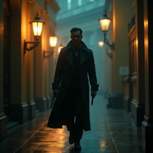 Dark Cinematic — Detective In A Rain-damp Trench Coat Cinematic #0083 (FLUX)