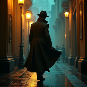 Dark Cinematic — Detective In A Rain-damp Trench Coat Cinematic #0107 (FLUX)