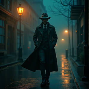 Dark Cinematic — Detective In A Rain-damp Trench Coat Cinematic #0179 (FLUX)