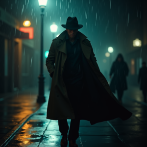 Dark Cinematic — Detective In A Rain-damp Trench Coat Cinematic #0215 (FLUX)