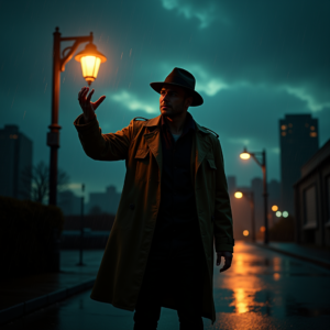 Dark Cinematic — Detective In A Rain-damp Trench Coat Cinematic #0267 (Firefly)