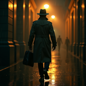 Dark Cinematic — Detective In A Rain-damp Trench Coat Cinematic #0303 (Firefly)