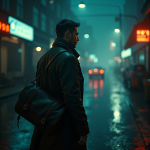 Dark Cinematic — Lone Traveler In A Weathered Long Cinematic #0001 (Gemini)