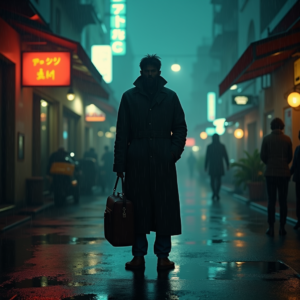 Dark Cinematic — Lone Traveler In A Weathered Long Cinematic #0019 (Seedream)