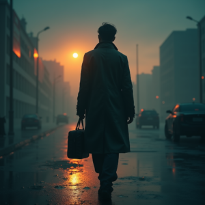 Dark Cinematic — Lone Traveler In A Weathered Long Cinematic #0049 (Gemini)