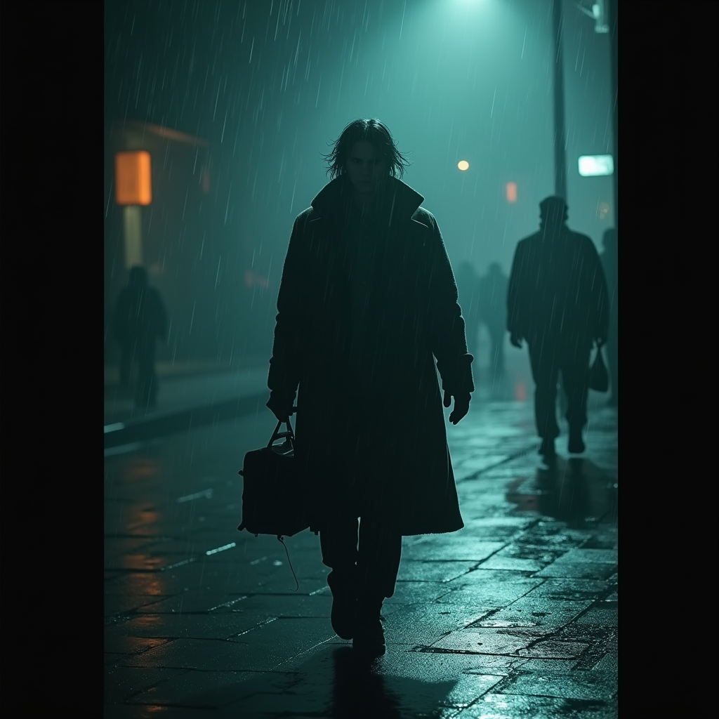 Dark Cinematic — Lone Traveler In A Weathered Long Cinematic #0163 (Seedream)
