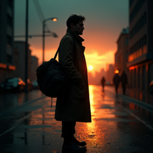 Dark Cinematic — Lone Traveler In A Weathered Long Cinematic #0257 (Ideogram)