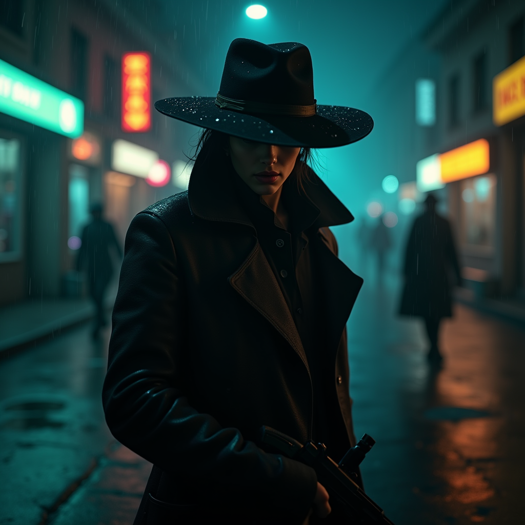 Dark Cinematic — Mysterious Figure Beneath A Wide-brimmed Hat Cinematic #0009 (Midjourney)