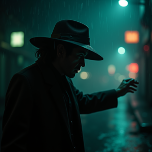 Dark Cinematic — Mysterious Figure Beneath A Wide-brimmed Hat Cinematic #0027 (Firefly)