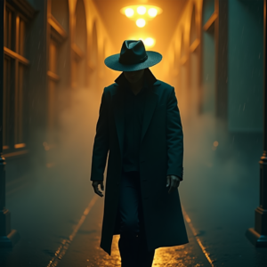 Dark Cinematic — Mysterious Figure Beneath A Wide-brimmed Hat Cinematic #0087 (Firefly)