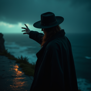 Dark Cinematic — Mysterious Figure Beneath A Wide-brimmed Hat Cinematic #0135 (Firefly)