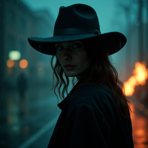 Dark Cinematic — Mysterious Figure Beneath A Wide-brimmed Hat Cinematic #0147 (Firefly)