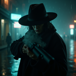 Dark Cinematic — Mysterious Figure Beneath A Wide-brimmed Hat Cinematic #0153 (Midjourney)