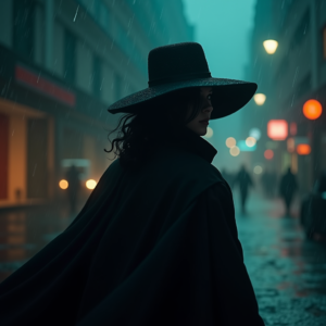 Dark Cinematic — Mysterious Figure Beneath A Wide-brimmed Hat Cinematic #0177 (Midjourney)