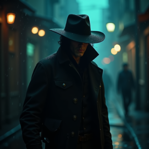 Dark Cinematic — Mysterious Figure Beneath A Wide-brimmed Hat Cinematic #0225 (Midjourney)