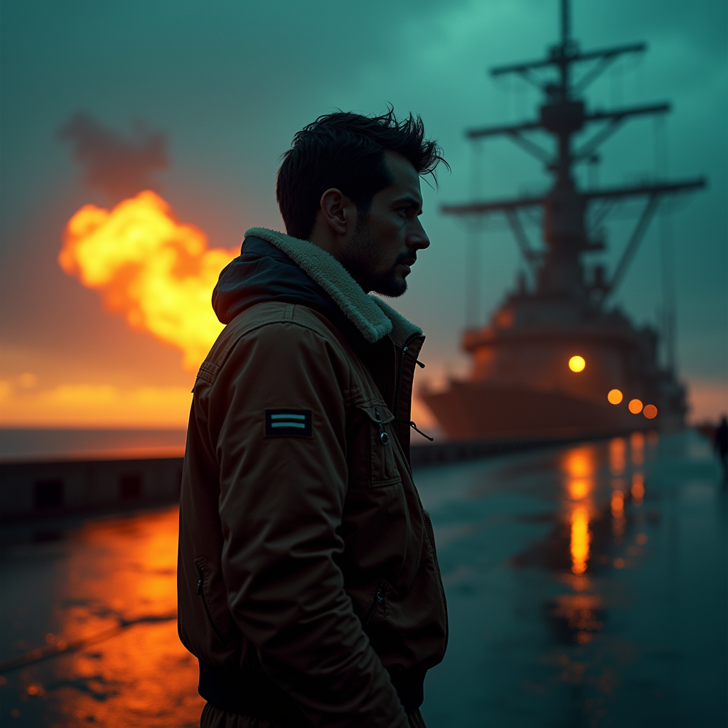 Dark Cinematic — Pilot In A Weathered Flight Jacket Cinematic #0042 (Leonardo)
