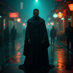 Dark Cinematic — Regal Figure In Flowing Embroidered Robes Cinematic #0022 (Stable Diffusion)