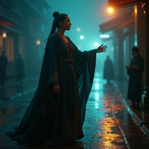 Dark Cinematic — Regal Figure In Flowing Embroidered Robes Cinematic #0028 (Recraft)