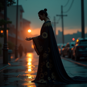Dark Cinematic — Regal Figure In Flowing Embroidered Robes Cinematic #0064 (Recraft)