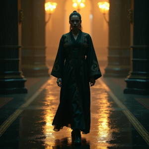 Dark Cinematic — Regal Figure In Flowing Embroidered Robes Cinematic #0094 (Stable Diffusion)