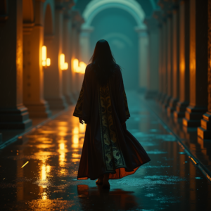 Dark Cinematic — Regal Figure In Flowing Embroidered Robes Cinematic #0100 (Recraft)