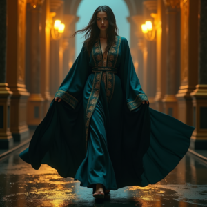 Dark Cinematic — Regal Figure In Flowing Embroidered Robes Cinematic #0106 (Stable Diffusion)