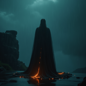 Dark Cinematic — Regal Figure In Flowing Embroidered Robes Cinematic #0130 (Stable Diffusion)
