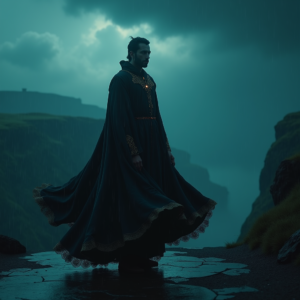 Dark Cinematic — Regal Figure In Flowing Embroidered Robes Cinematic #0142 (Stable Diffusion)