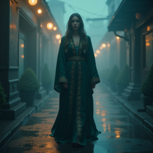 Dark Cinematic — Regal Figure In Flowing Embroidered Robes Cinematic #0196 (Recraft)