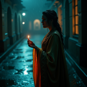 Dark Cinematic — Regal Figure In Flowing Embroidered Robes Cinematic #0208 (Recraft)
