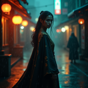 Dark Cinematic — Regal Figure In Flowing Embroidered Robes Cinematic #0220 (Recraft)