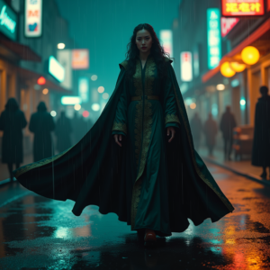 Dark Cinematic — Regal Figure In Flowing Embroidered Robes Cinematic #0236 (Dreamina)