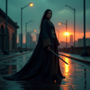 Dark Cinematic — Regal Figure In Flowing Embroidered Robes Cinematic #0248 (Dreamina)