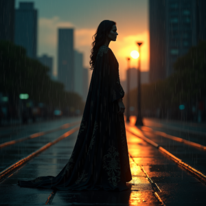 Dark Cinematic — Regal Figure In Flowing Embroidered Robes Cinematic #0260 (Dreamina)