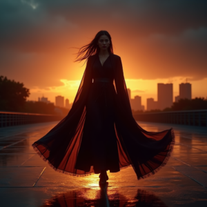 Dark Cinematic — Regal Figure In Flowing Embroidered Robes Cinematic #0272 (Dreamina)