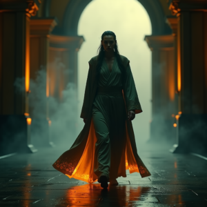 Dark Cinematic — Regal Figure In Flowing Embroidered Robes Cinematic #0290 (ChatGPT)