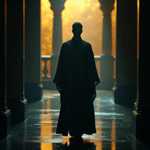 Dark Cinematic — Regal Figure In Flowing Embroidered Robes Cinematic #0296 (Dreamina)