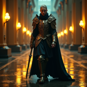 Dark Cinematic — Warrior In Intricately Detailed Armor Catching Cinematic #0080 (Dreamina)
