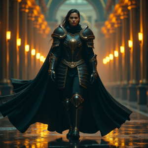 Dark Cinematic — Warrior In Intricately Detailed Armor Catching Cinematic #0104 (Dreamina)