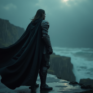 Dark Cinematic — Warrior In Intricately Detailed Armor Catching Cinematic #0140 (Dreamina)