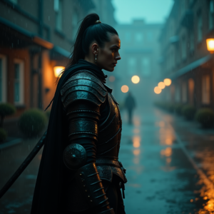 Dark Cinematic — Warrior In Intricately Detailed Armor Catching Cinematic #0164 (Dreamina)