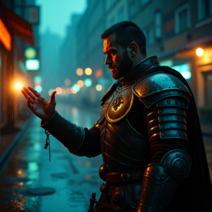 Dark Cinematic — Warrior In Intricately Detailed Armor Catching Cinematic #0228 (Krea)