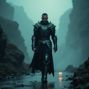 Dark Cinematic — Warrior In Intricately Detailed Armor Catching Cinematic #0324 (Krea)