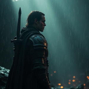 Dark Cinematic — Warrior In Intricately Detailed Armor Catching Cinematic #0330 (Leonardo)