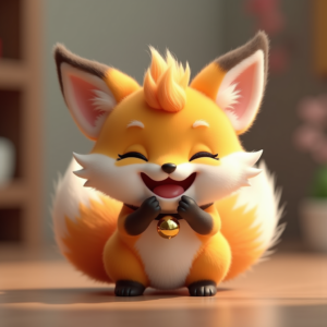 Fantasy Characters — Chibi-style Fox Spirit With Fluffy Tri-colour Character #0061 (Leonardo)
