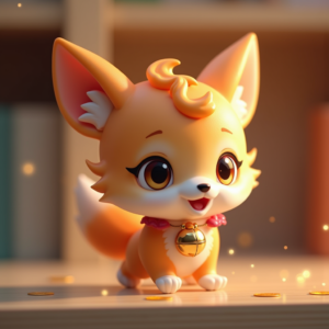 Fantasy Characters — Chibi-style Fox Spirit With Fluffy Tri-colour Character #0073 (Leonardo)