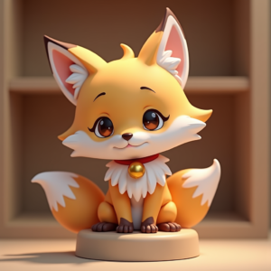 Fantasy Characters — Chibi-style Fox Spirit With Fluffy Tri-colour Character #0091 (Krea)