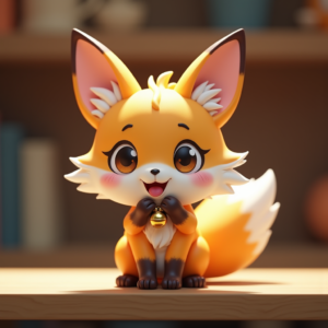 Fantasy Characters — Chibi-style Fox Spirit With Fluffy Tri-colour Character #0097 (Leonardo)