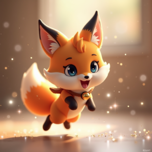 Fantasy Characters — Chibi-style Fox Spirit With Fluffy Tri-colour Character #0109 (Leonardo)
